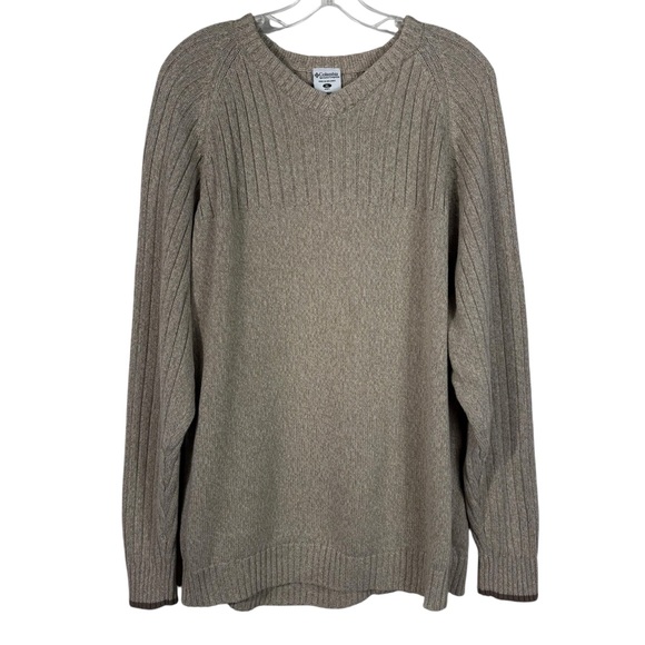 Columbia Sportswear Company Other - Columbia Vintage Y2K Cotton Brown Beige Ribbed Knit Sweater XL Outdoors Hiking